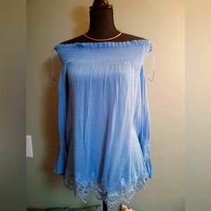 Woman's Blue of the shoulder top